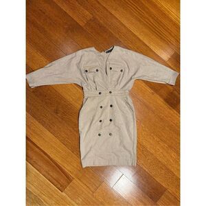 New York & Company Women’s Linen Blend Beige Wrap Dolman Sheath Dress Sz XS